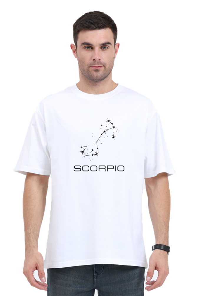 UNISEX OVERSIZED LIGHT COLOURED T-SHIRT: SCORPIO ZODIAC SIGN