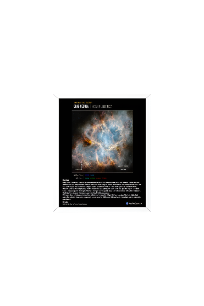 JWST FRAMED POSTER - CRAB NEBULA 8X10 inch