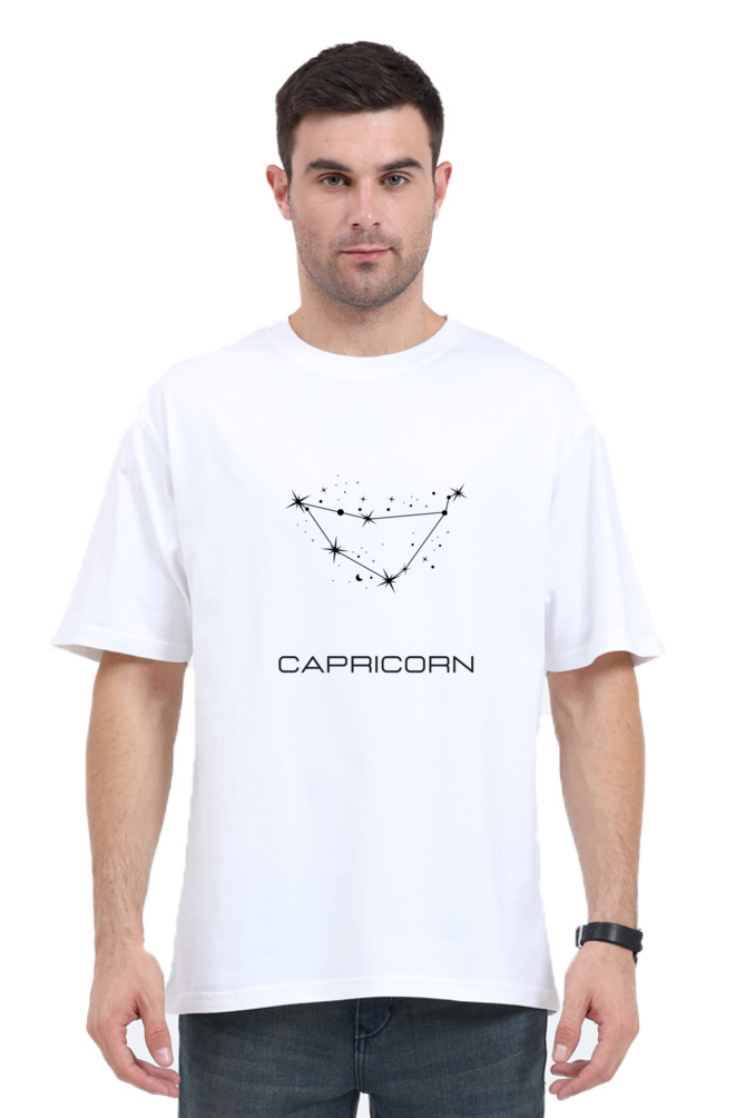 UNISEX OVERSIZED LIGHT COLOURED T-SHIRT: CAPRICORN ZODIAC SIGN