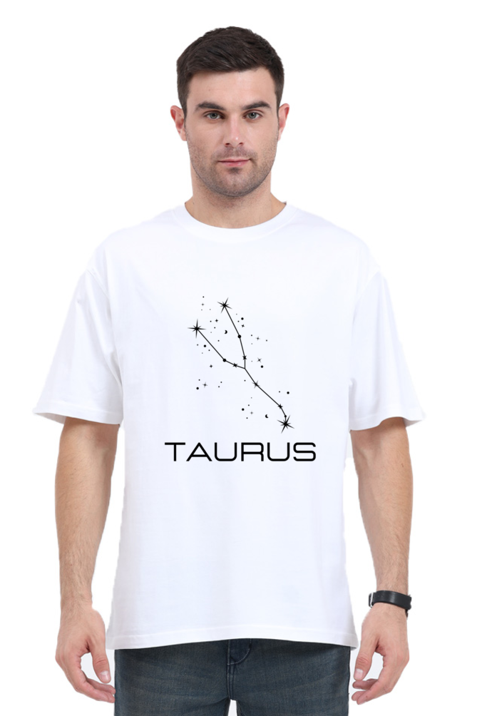 UNISEX OVERSIZED LIGHT COLOUR T-SHIRT: TAURUS ZODIAC SIGN