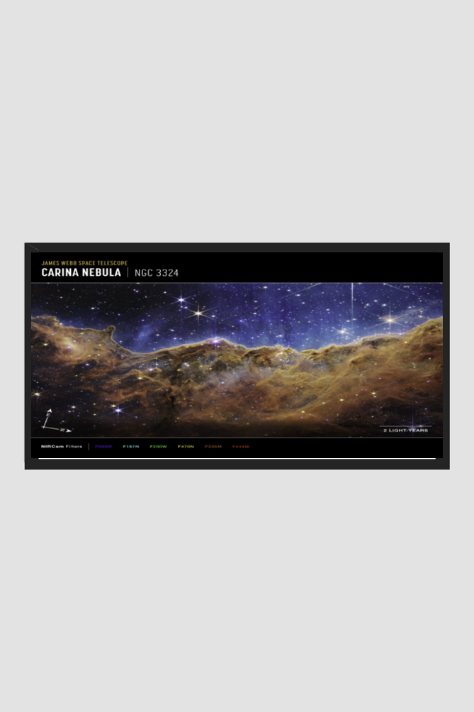 JWST FRAMED POSTER - NGC 3324 CARINA NEBULA 24 X 12 inch