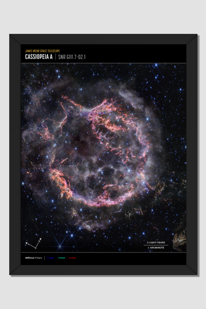 JWST FRAMED POSTER - SNR G111.7-02.1 CASSIOPEIA A 18 X 24 inch