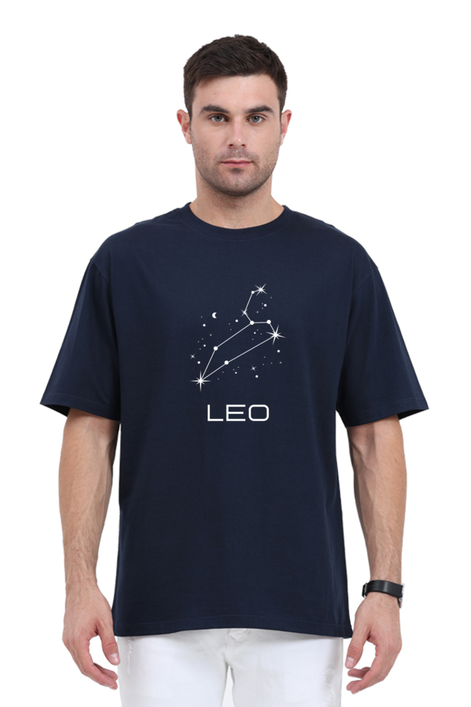 UNISEX OVERSIZED DARK COLOURED T-SHIRT: LEO ZODIAC SIGN