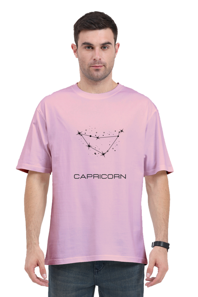 UNISEX OVERSIZED LIGHT COLOURED T-SHIRT: CAPRICORN ZODIAC SIGN