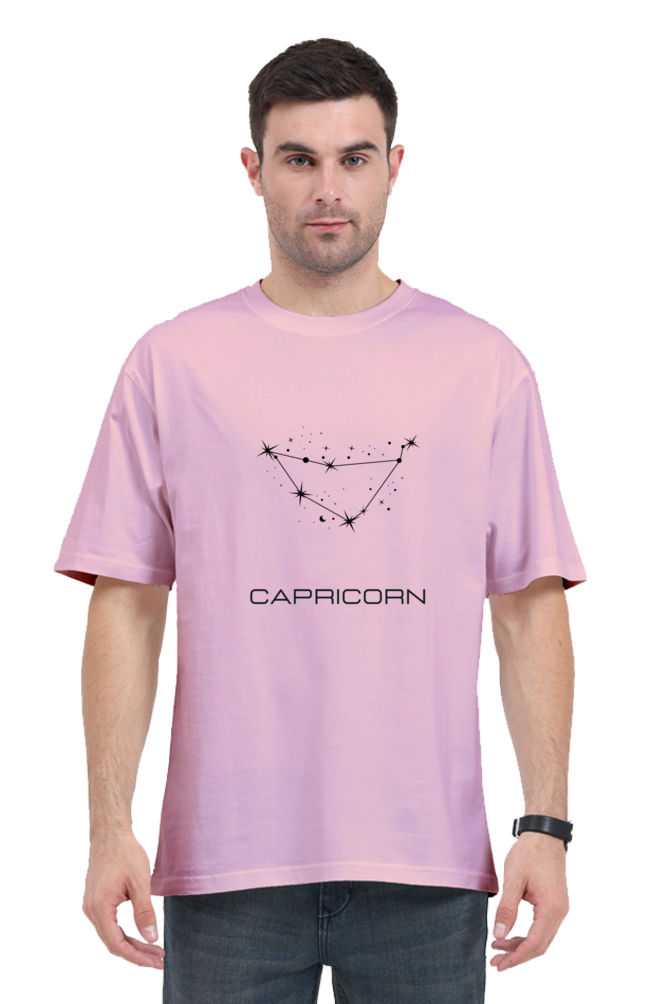 UNISEX OVERSIZED LIGHT COLOURED T-SHIRT: CAPRICORN ZODIAC SIGN