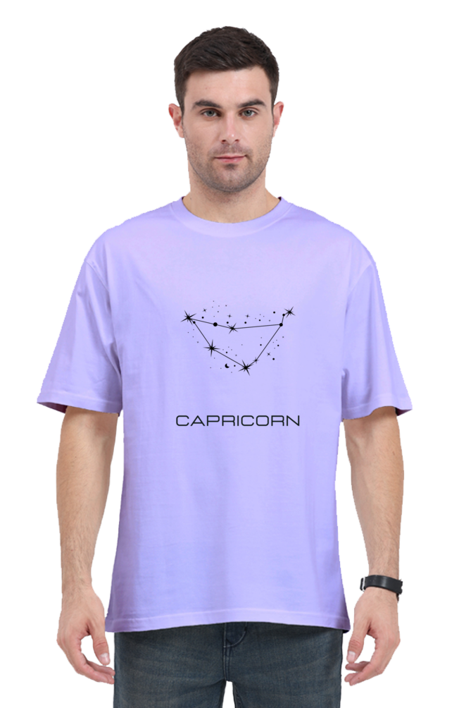 UNISEX OVERSIZED LIGHT COLOURED T-SHIRT: CAPRICORN ZODIAC SIGN