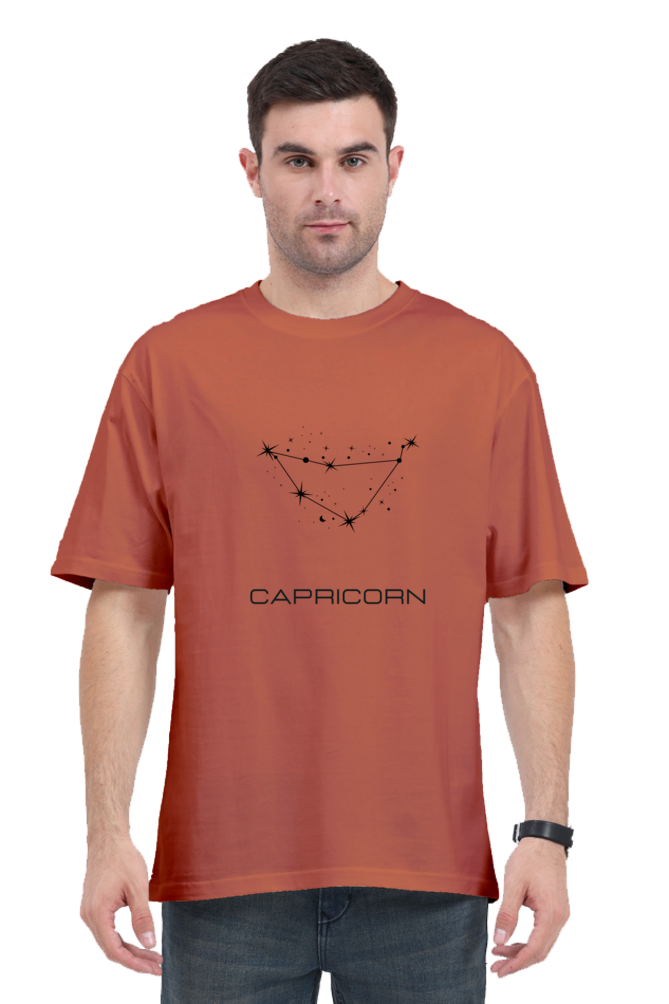 UNISEX OVERSIZED LIGHT COLOURED T-SHIRT: CAPRICORN ZODIAC SIGN