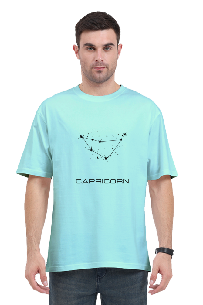 UNISEX OVERSIZED LIGHT COLOURED T-SHIRT: CAPRICORN ZODIAC SIGN