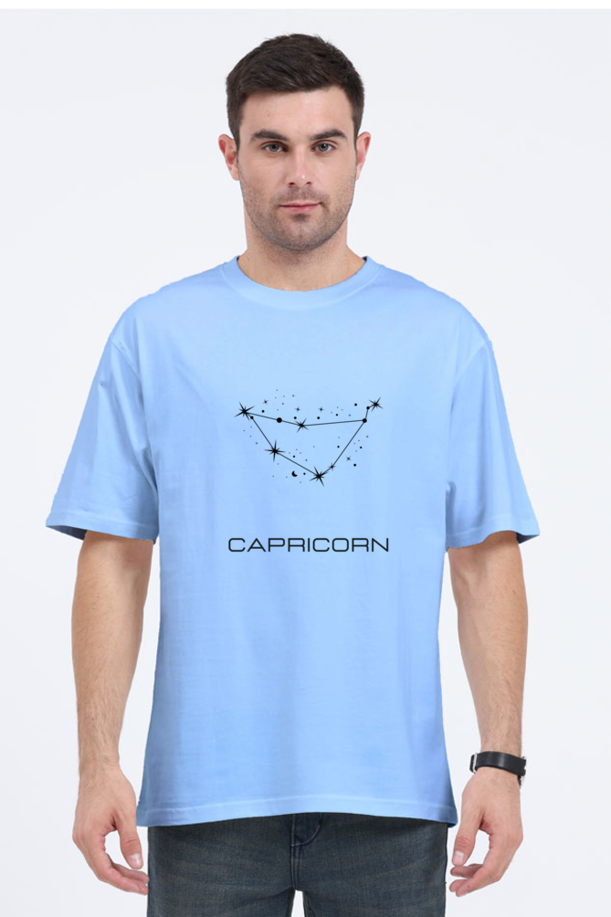 UNISEX OVERSIZED LIGHT COLOURED T-SHIRT: CAPRICORN ZODIAC SIGN