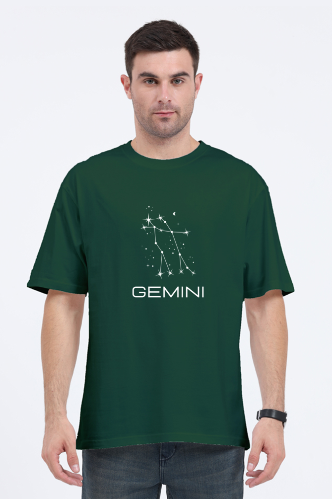 UNISEX OVERSIZED DARK COLOURED T-SHIRT: GEMINI ZODIAC SIGN