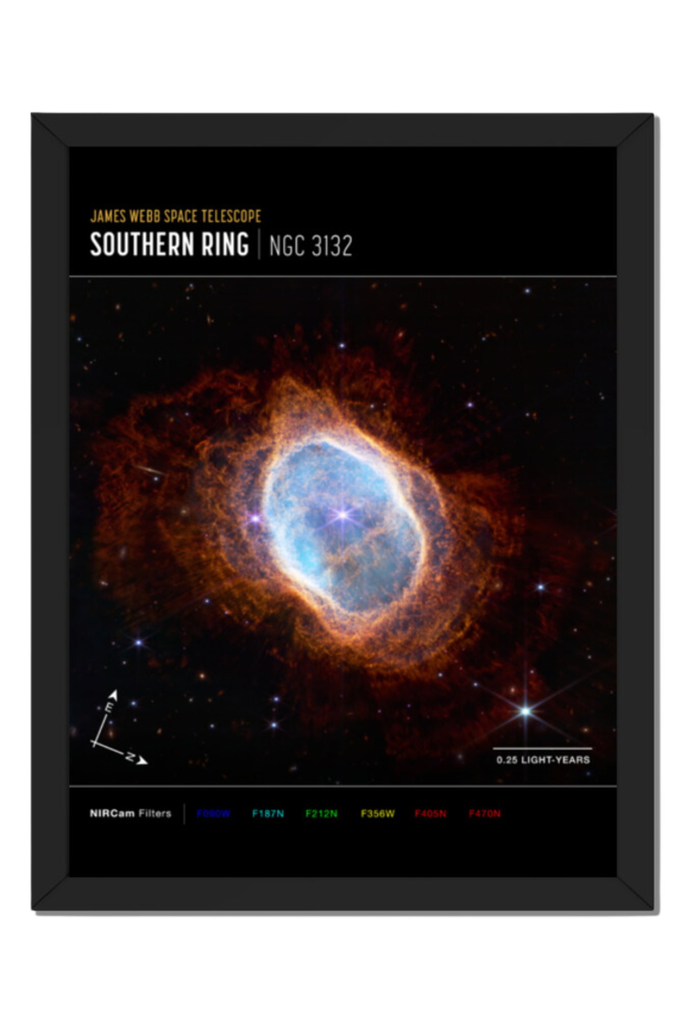 JWST FRAMED POSTER - NGC 3132 SOUTHERN NEBULA 8 X 24 inch