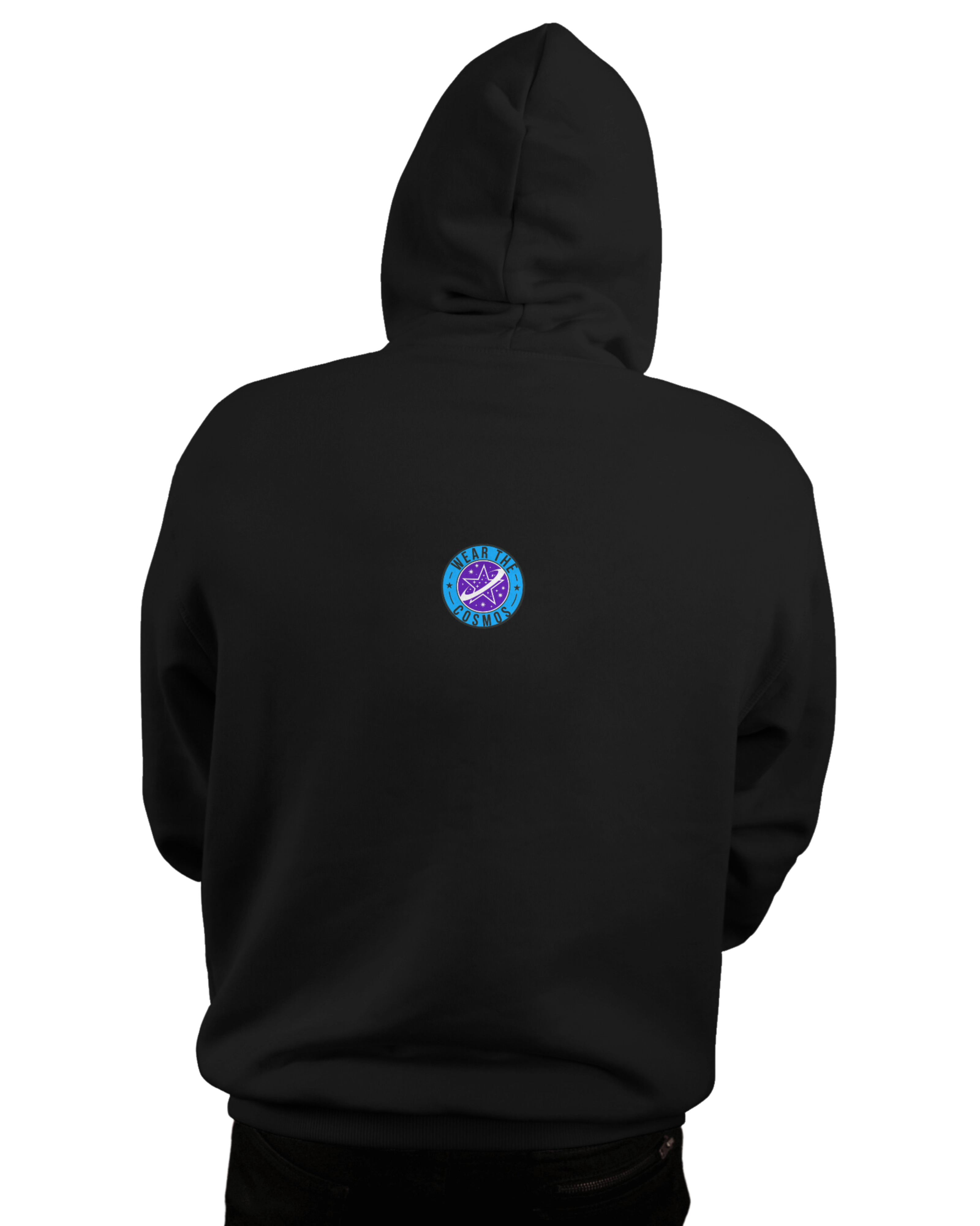 UNISEX BLACK ASTRONAUT HANGING ON THE MOON HOODIE – COSMIC ADVENTURE DESIGN