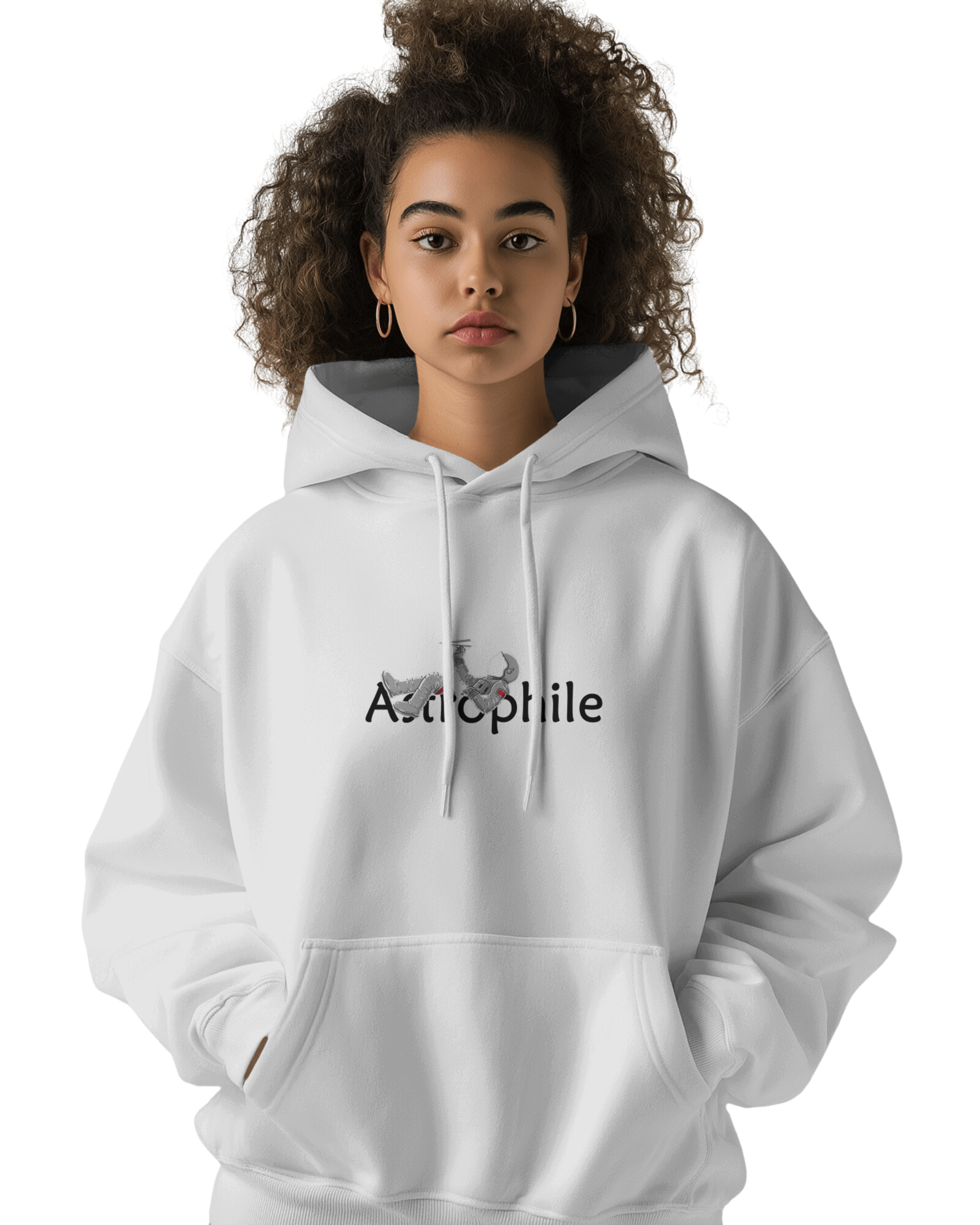 UNISEX WHITE ASTROPHILE HOODIE – ASTRONAUT DESIGN