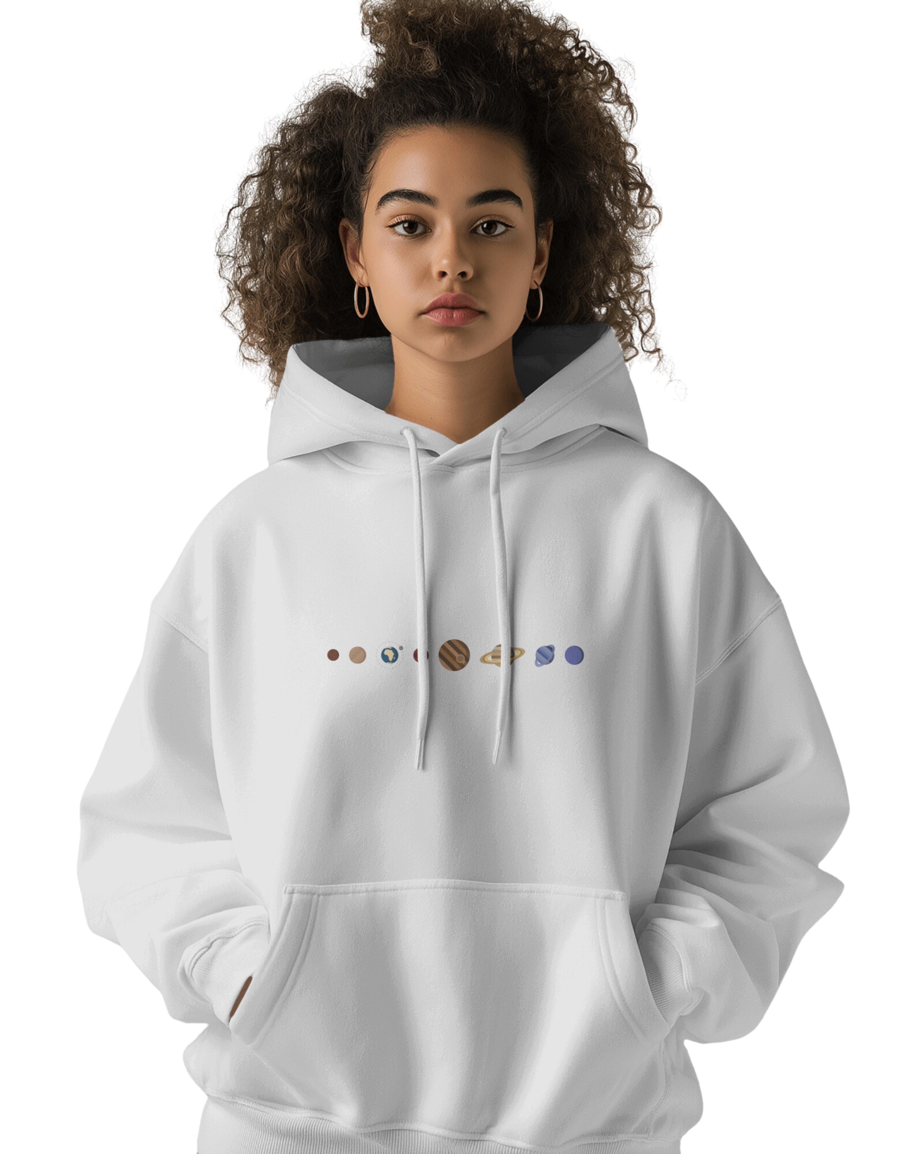 UNISEX BLACK/WHITE SOLAR SYSTEM HOODIE – PLANET GRAPHIC DESIGN