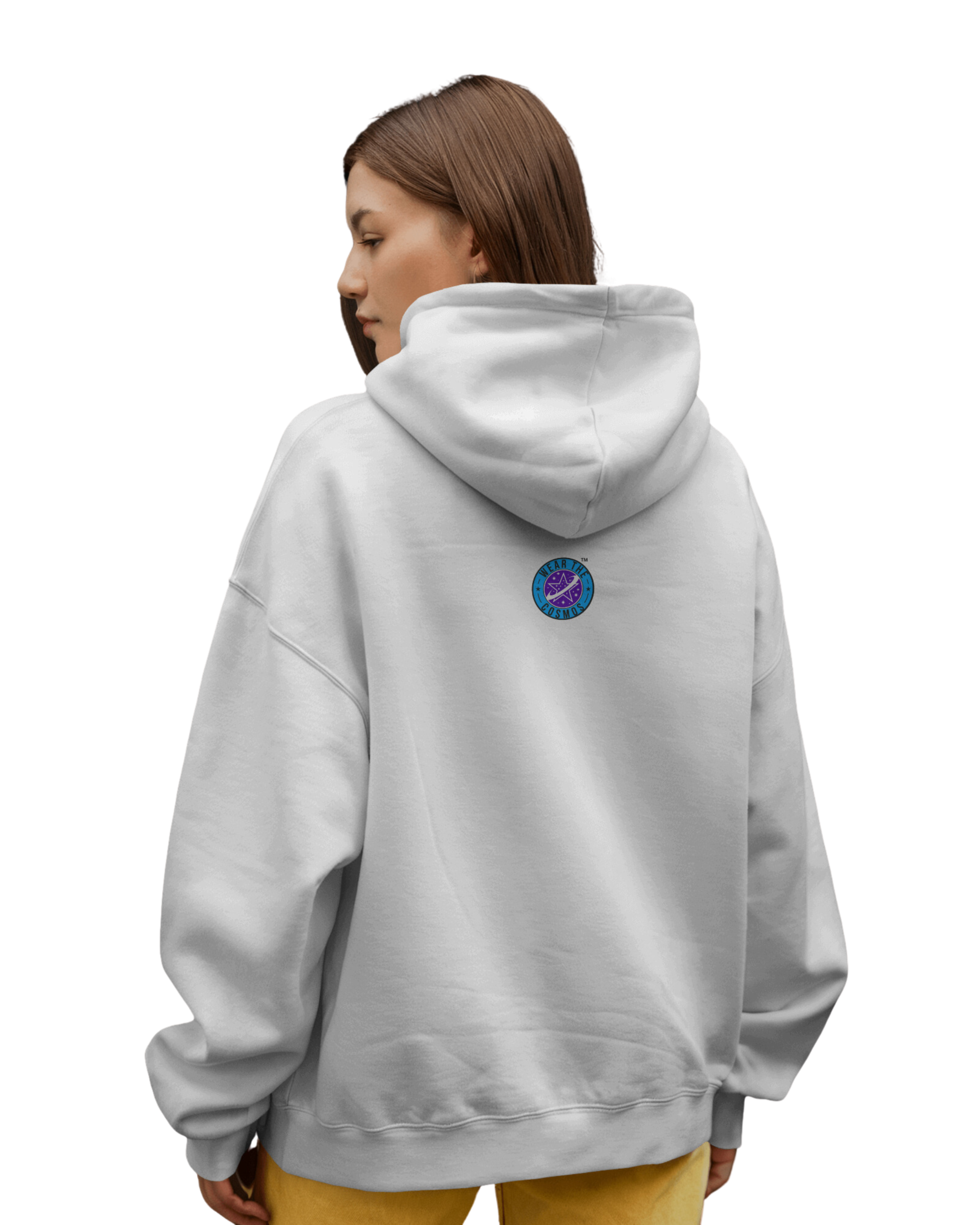 UNISEX WHITE ASTRONOMY HOODIE – BLACK HOLE "O" DESIGN