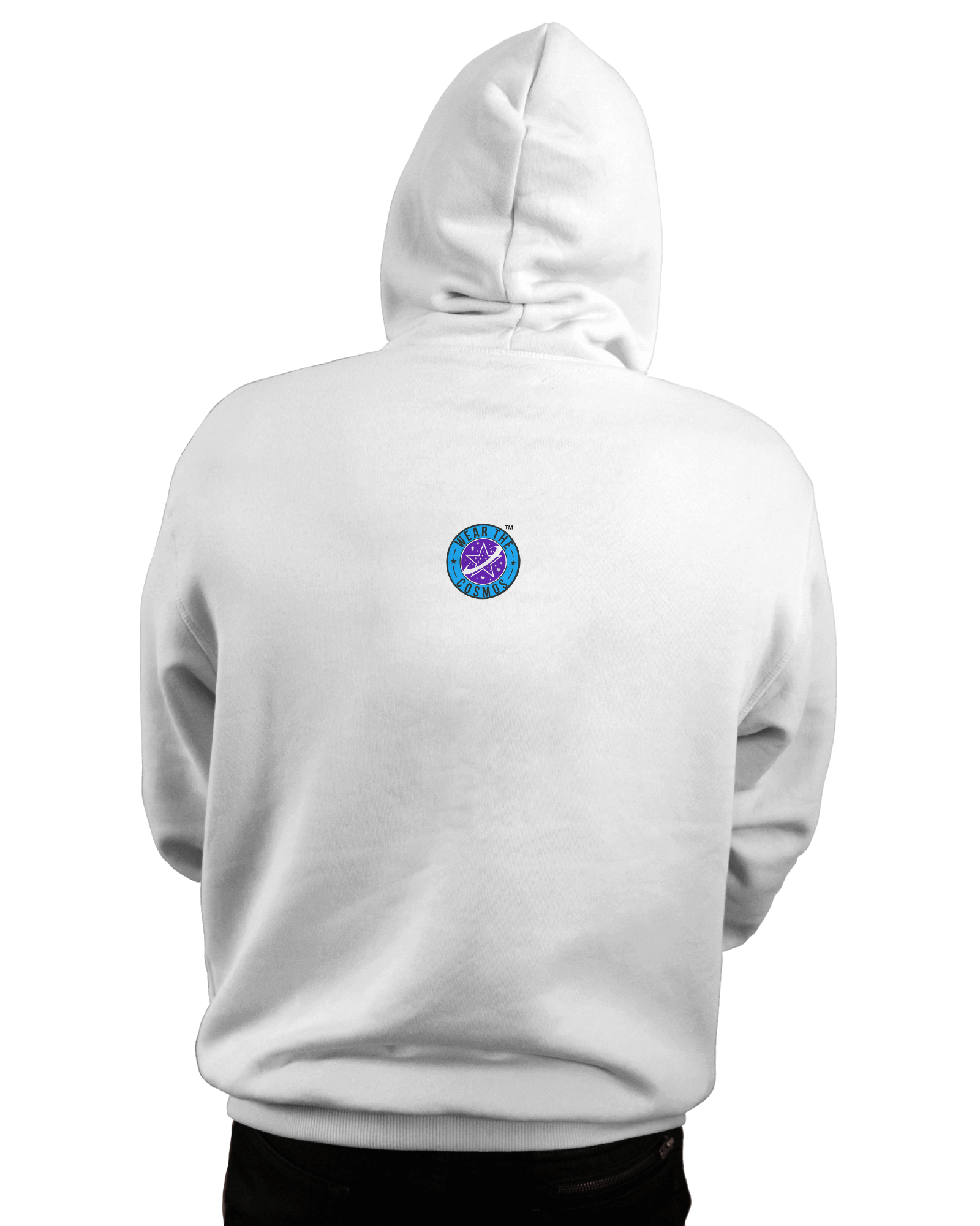 UNISEX WHITE ASTRONOMY HOODIE – BLACK HOLE "O" DESIGN