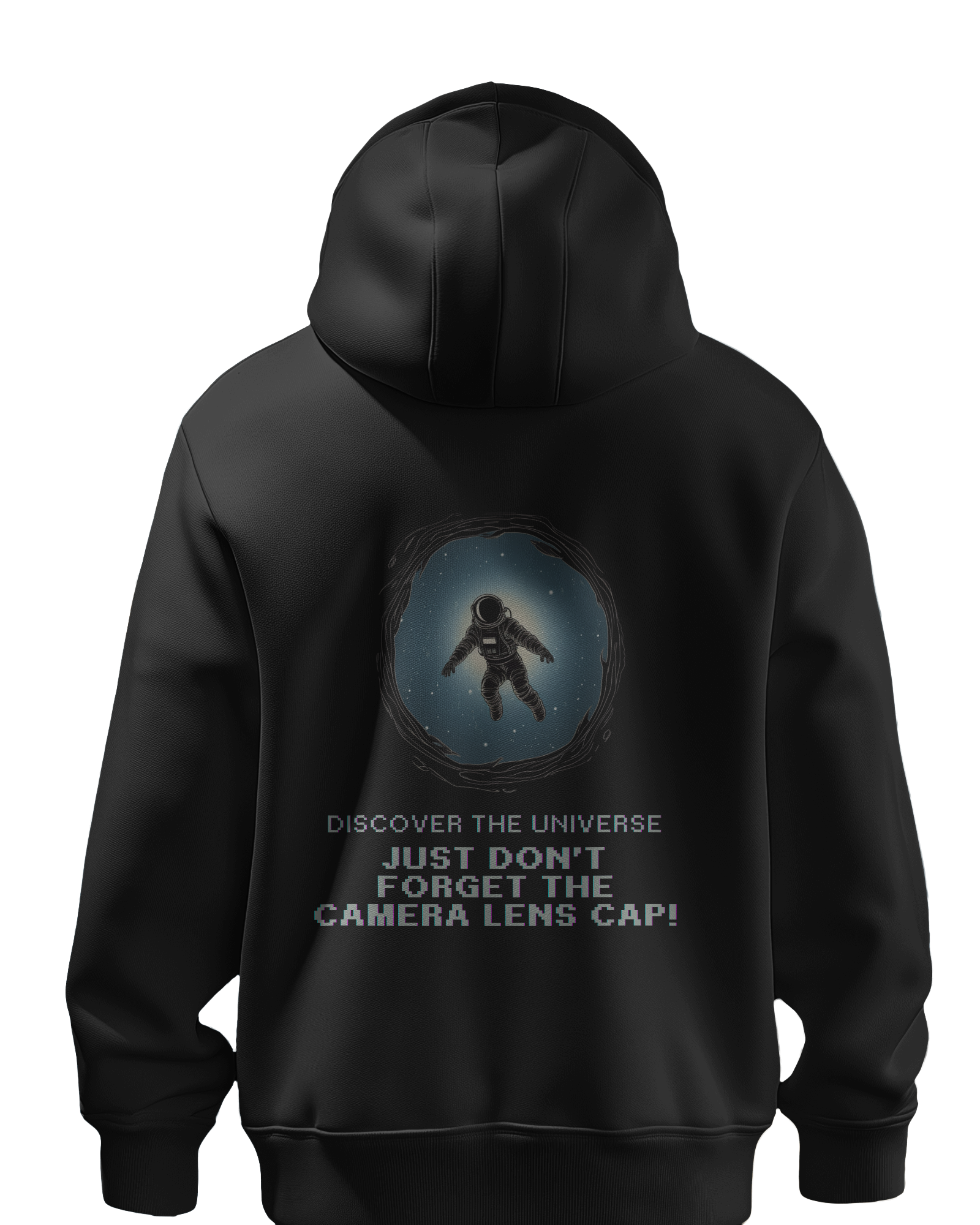 DON'T FORGET CAMERA LENS CAP UNISEX HOODIE BLACK