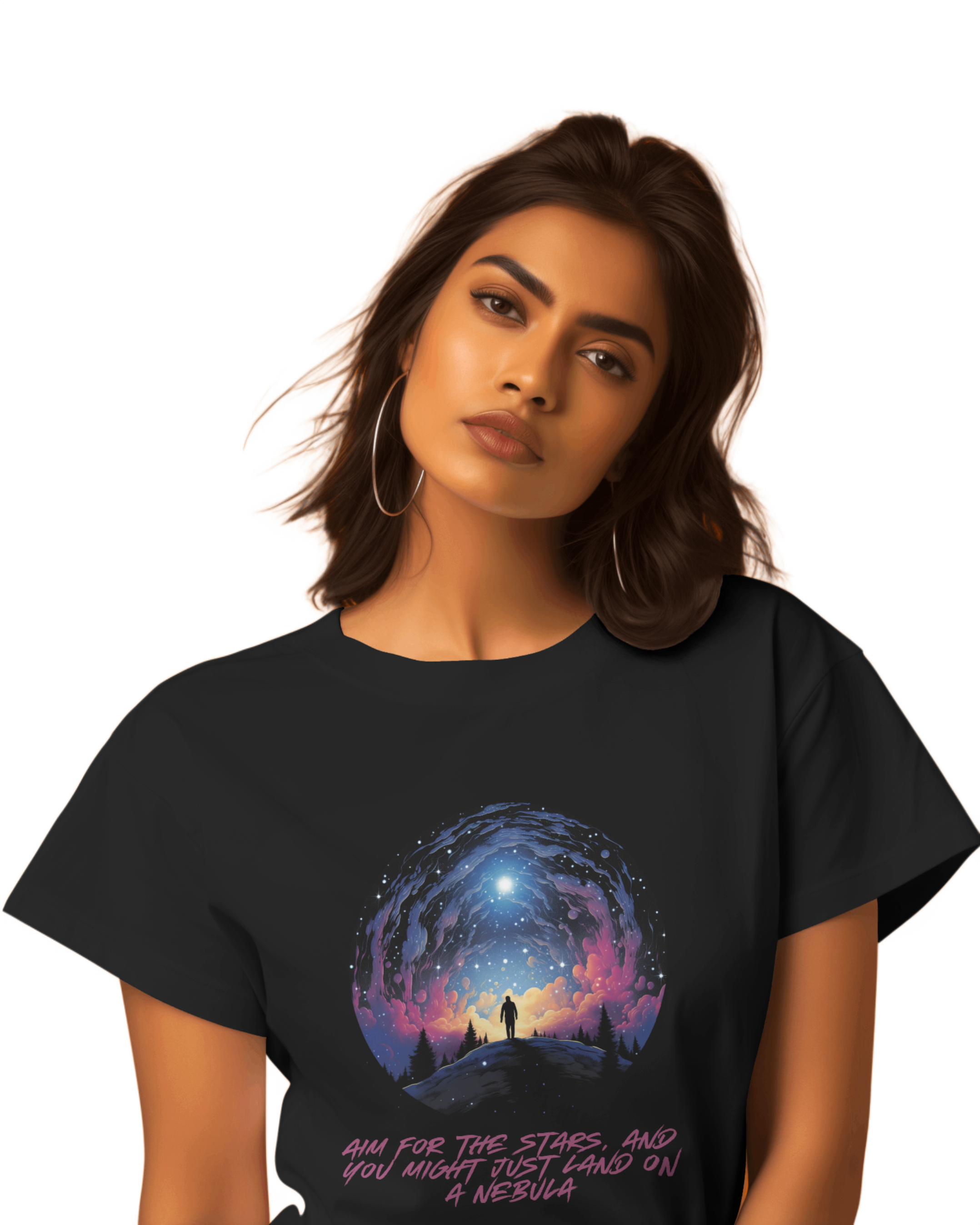 AIM FOR THE STARS WOMEN ROUND NECK T-SHIRT