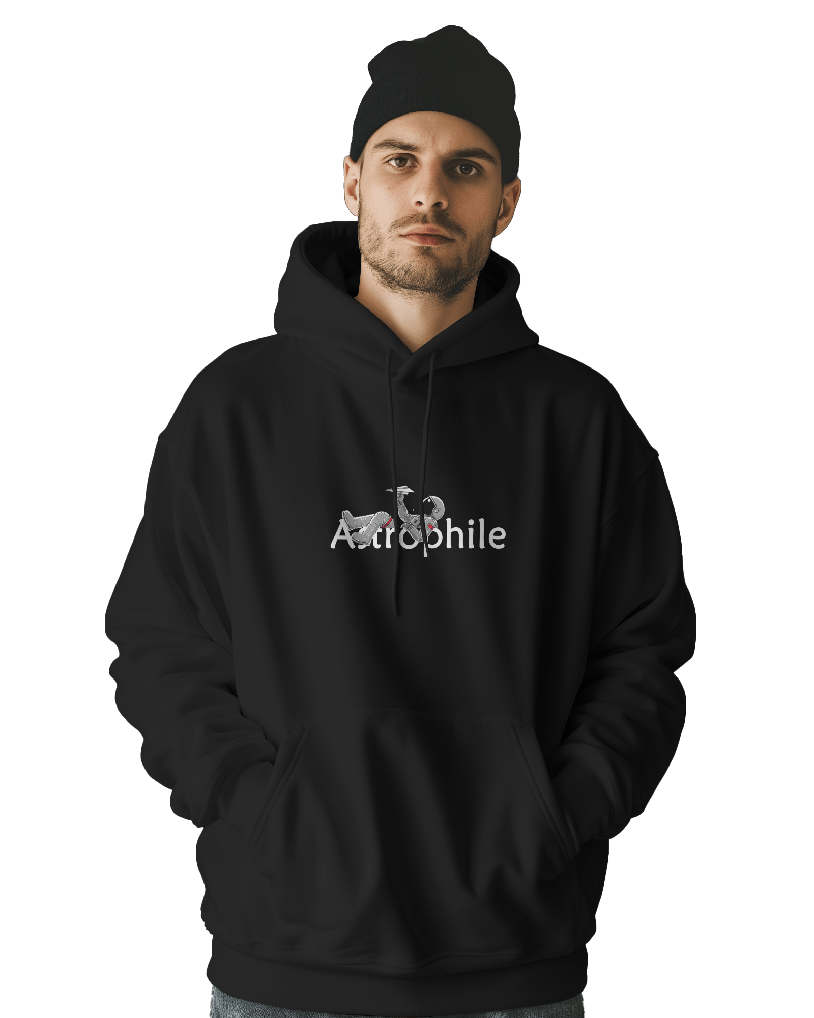 UNISEX BLACK ASTROPHILE HOODIE – ASTRONAUT DESIGN