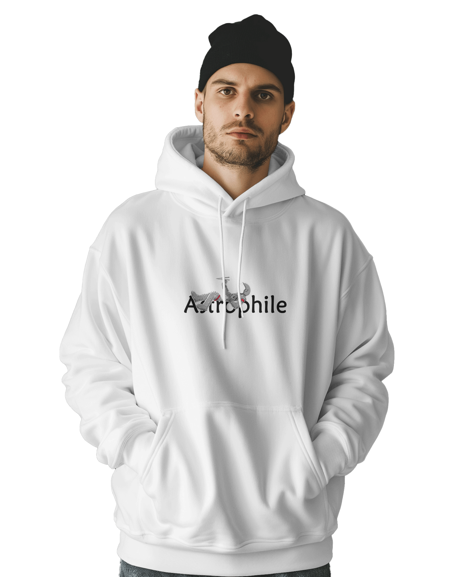 UNISEX WHITE ASTROPHILE HOODIE – ASTRONAUT DESIGN